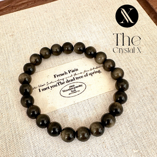 Gold Obsidian Purification Bracelet - 8mm Beads