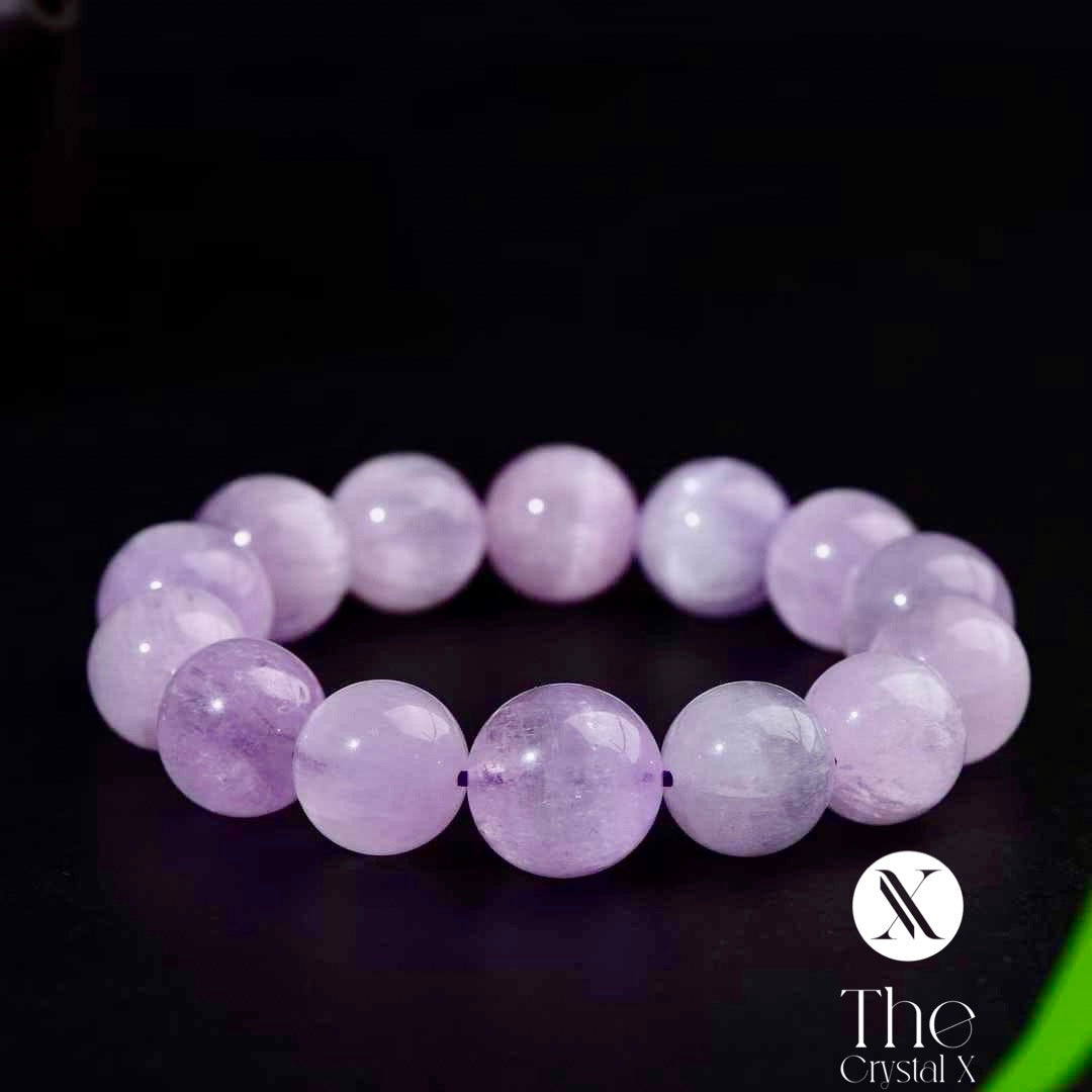 Purple Lithium Crystal Bracelet - 14mm Beads