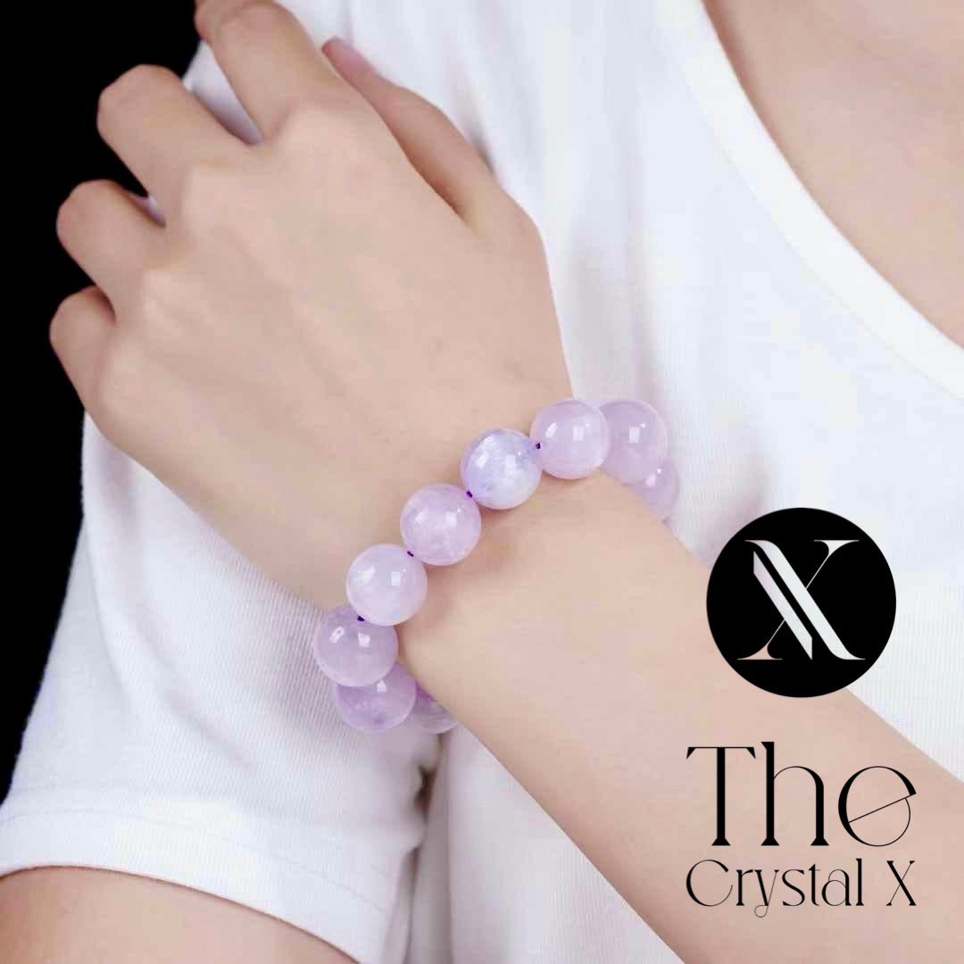 Purple Lithium Crystal Bracelet - 14mm Beads