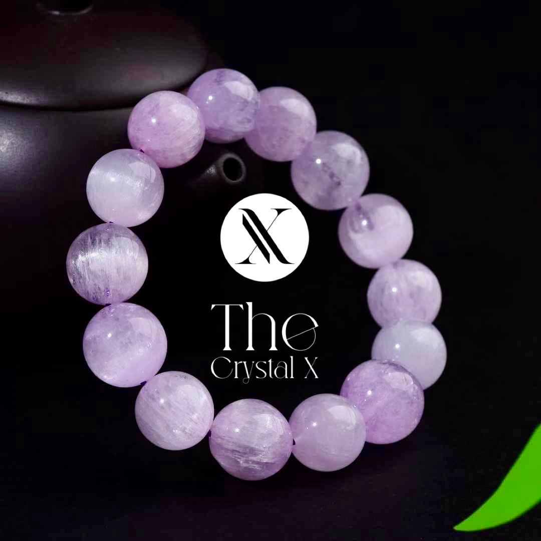 Purple Lithium Crystal Bracelet - 14mm Beads