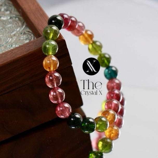 Gem Quality Natural Tourmaline Bracelet - 7.5mm beads