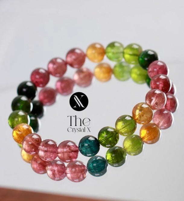 Gem Quality Natural Tourmaline Bracelet - 7.5mm beads