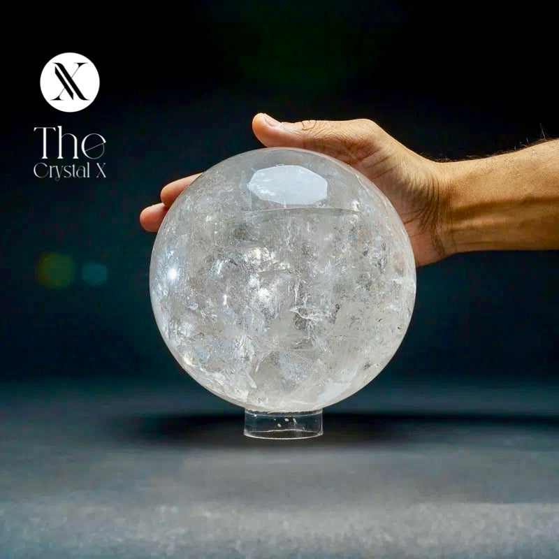 Brazilian Large Genuine Polished Clear Quartz Crystal Sphere