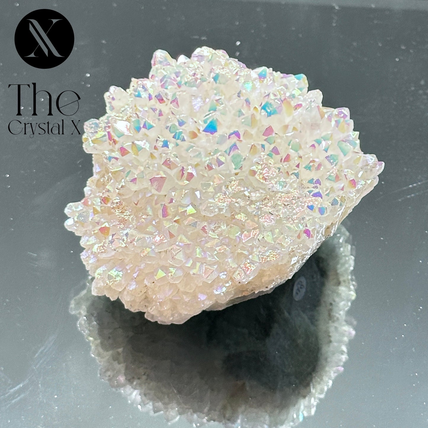 Sparkly Opal Aura Quartz Crystal Cluster