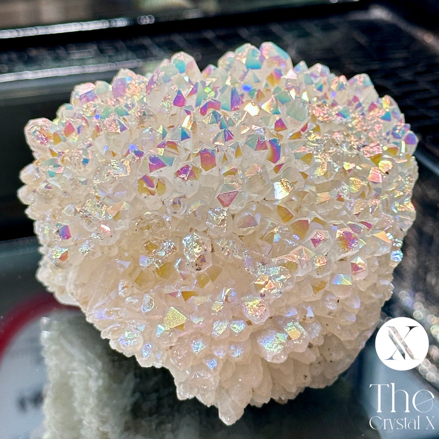 Sparkly Opal Aura Quartz Crystal Cluster