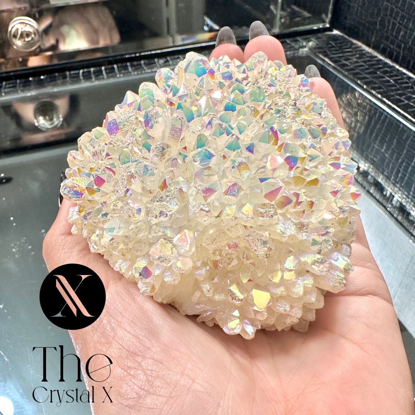 Sparkly Opal Aura Quartz Crystal Cluster