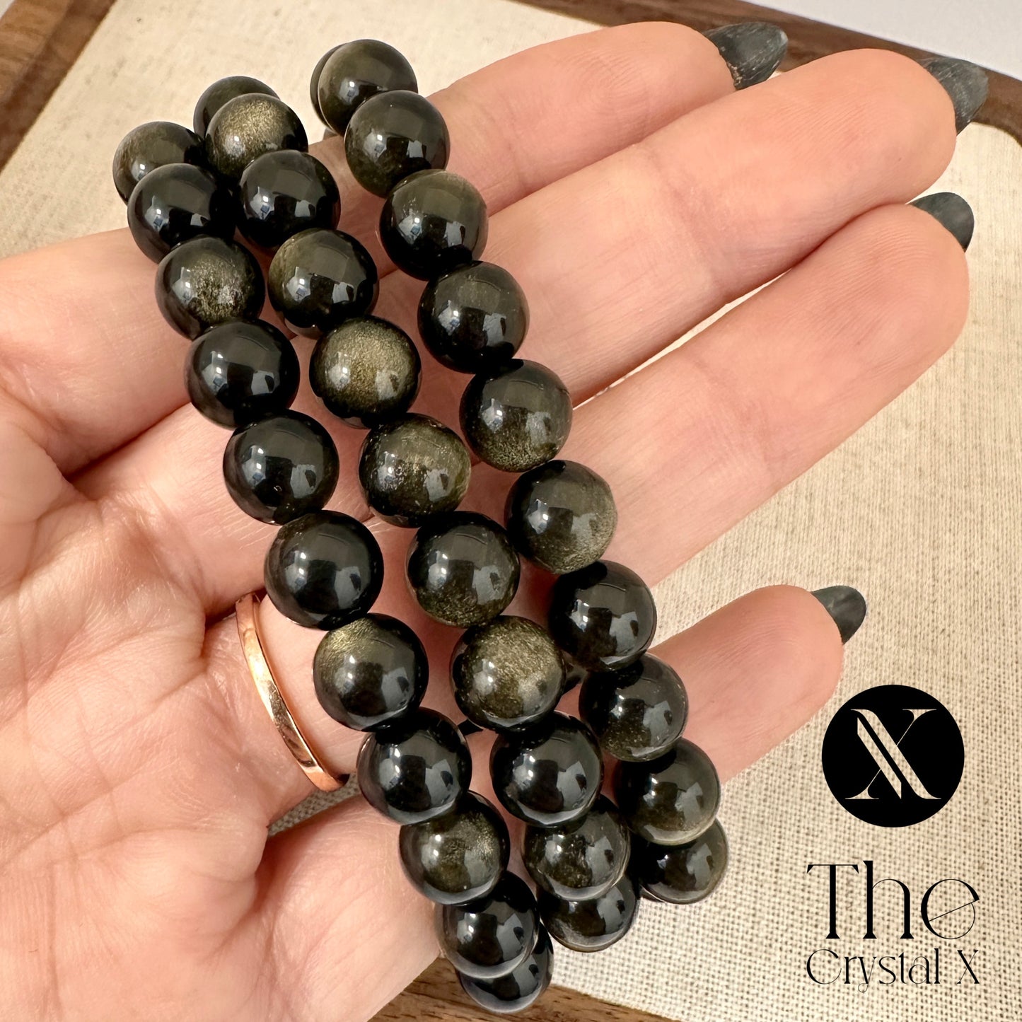 Gold Obsidian Purification Bracelet - 8mm Beads