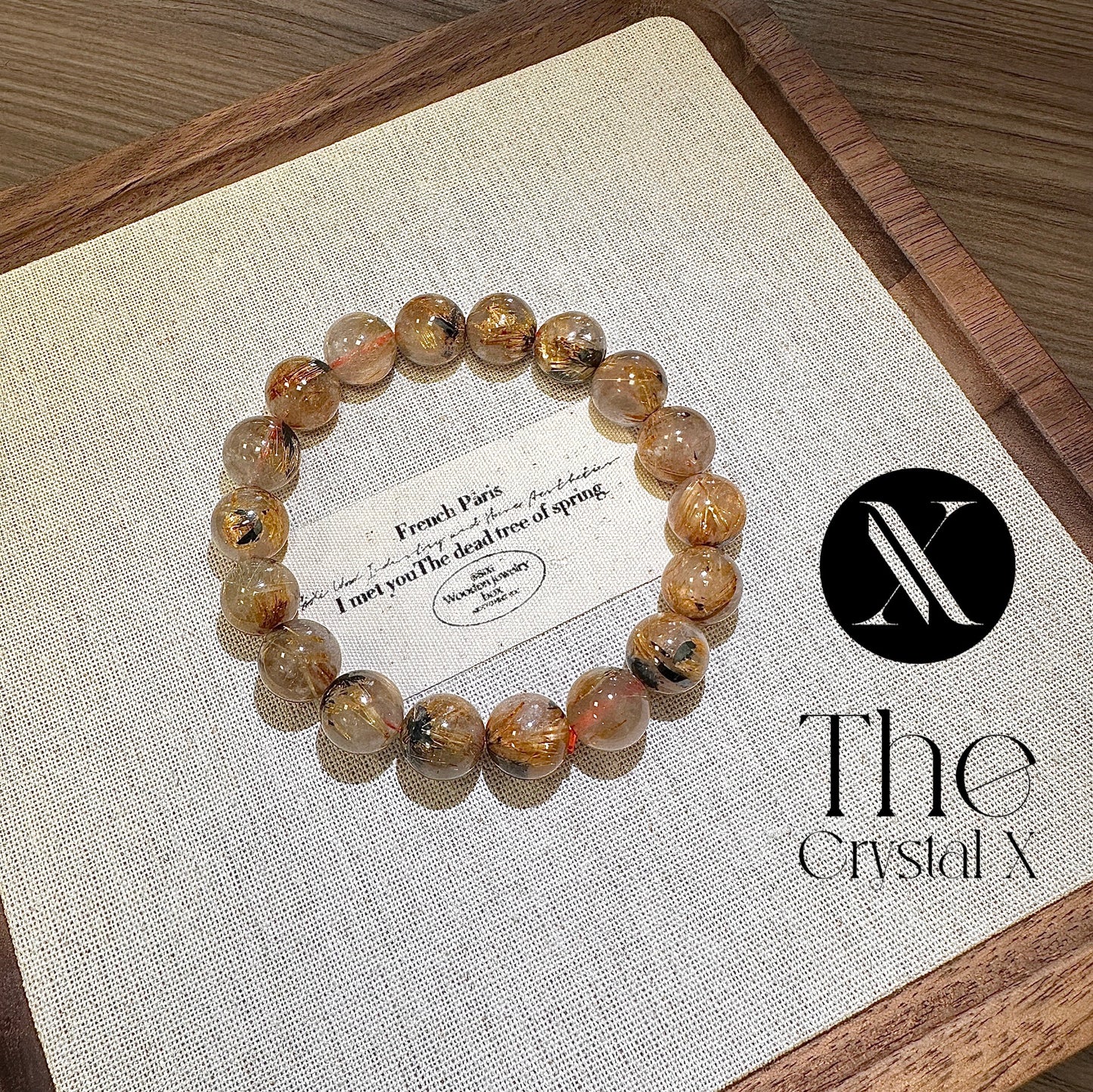 Hematite Golden Rutilated Quartz Crystal Bracelet - 10mm Beads