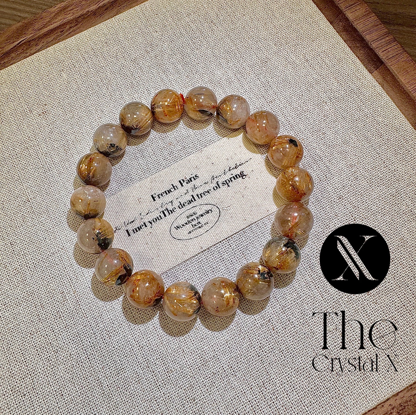 Hematite Golden Rutilated Quartz Crystal Bracelet - 10mm Beads